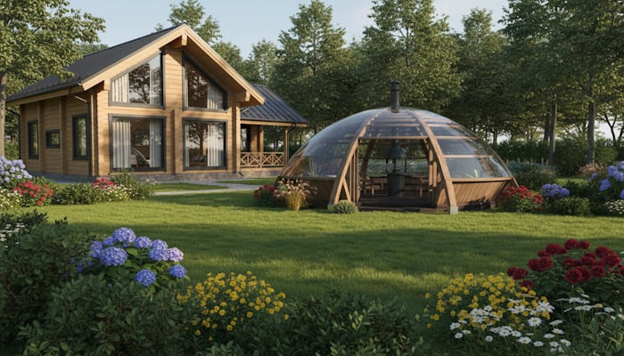Беседки купольные из дерева от производителя ВудВэйв